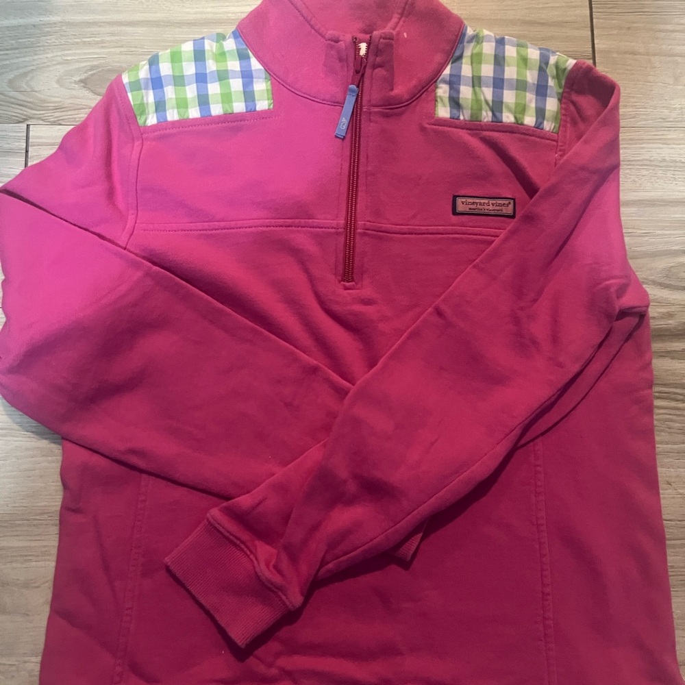 Vineyard Vines Pink Sweatshirt with Plaid Accents